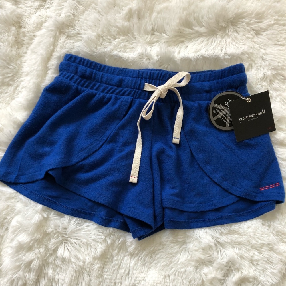 Peace Love World Shorts. Royal blue. NWT